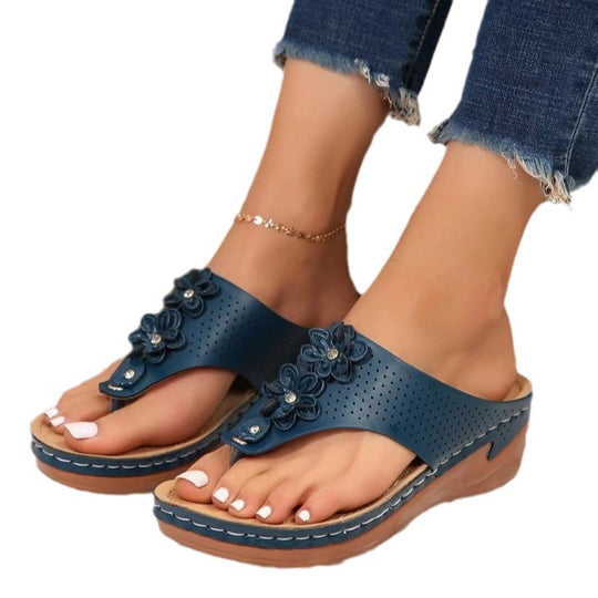 Damen Pantoletten mit floralem Design und rutschfester Sohle Heidi-Mode