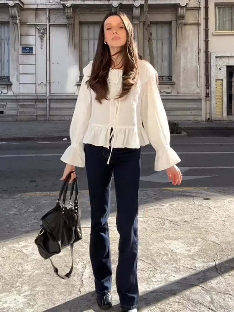 Damen Bluse mit voluminösen Ärmeln und elastischem Bund Heidi-Mode