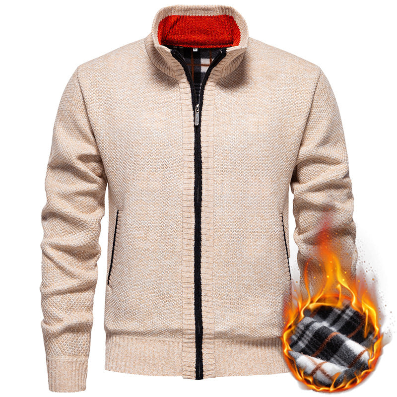 Herren Strickjacke mit hohem Kragen und praktischem Reißverschluss Heidi-Mode
