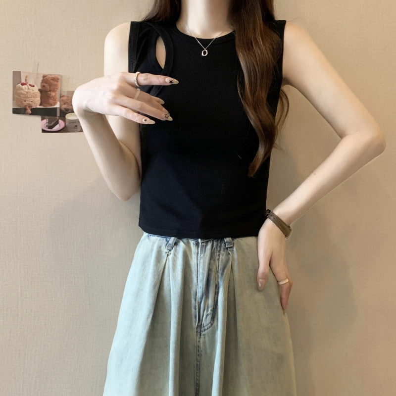 Femme Cut-Out Schulter Crop Top Heidi-Mode
