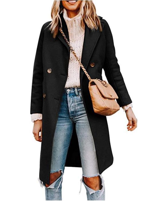 Damen eleganter und zugleich lässiger Mantel mit doppelter Knopfleiste Heidi-Mode