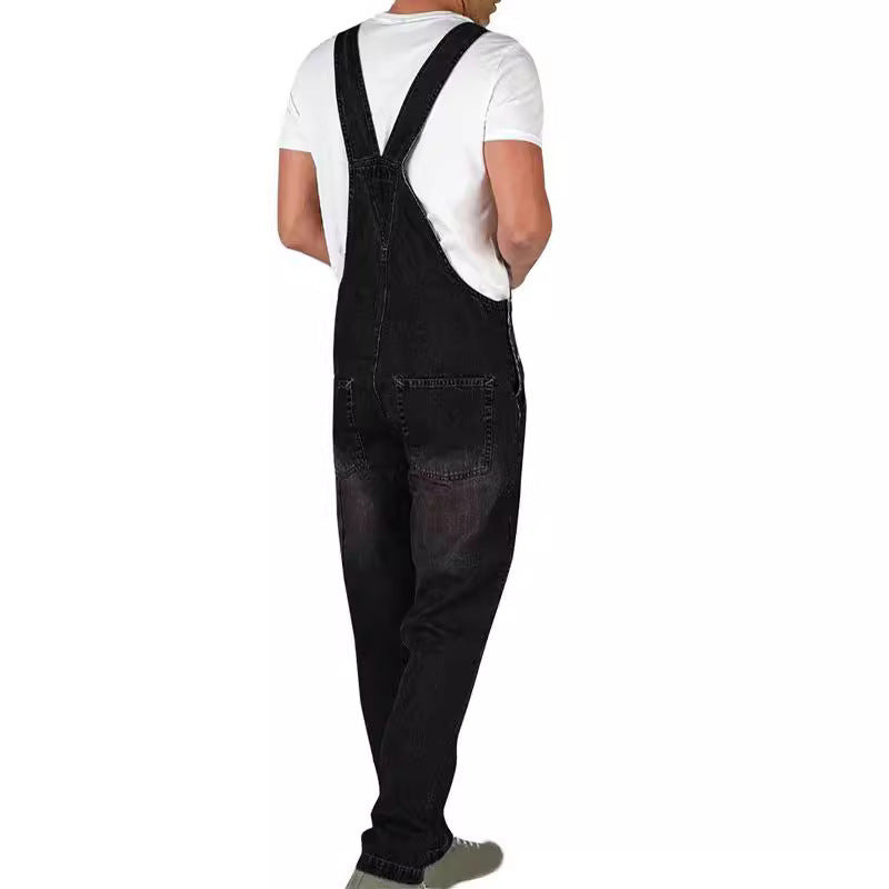 Herren Jeanslatzhose im urbanen Vintage-Stil mit praktischen Taschen Heidi-Mode