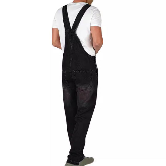 Herren Jeanslatzhose im urbanen Vintage-Stil mit praktischen Taschen Heidi-Mode