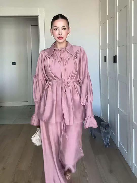 Damen Schicke Bluse und weite Hose im eleganten Look Heidi-Mode