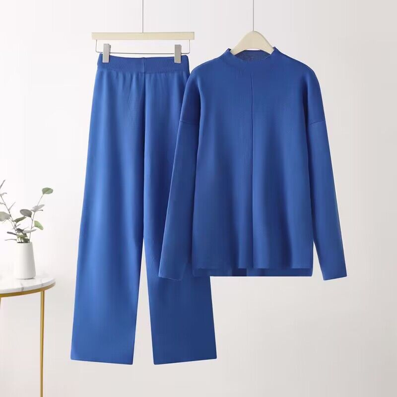 Damen elegantes Set aus langärmligem Oberteil und Palazzo-Hosen Heidi-Mode