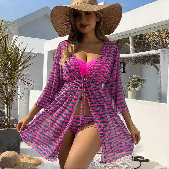 Damen Bikiniset mit raffiniertem Wickel-Design und modischem Kimono Heidi-Mode