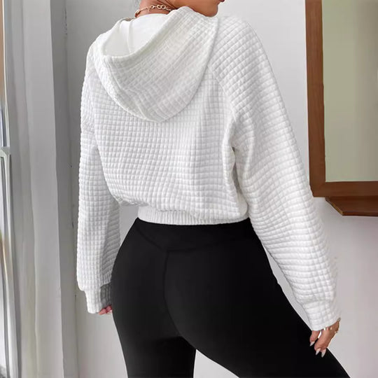Damen modischer cropped Hoodie mit strukturierter Oberfläche Heidi-Mode