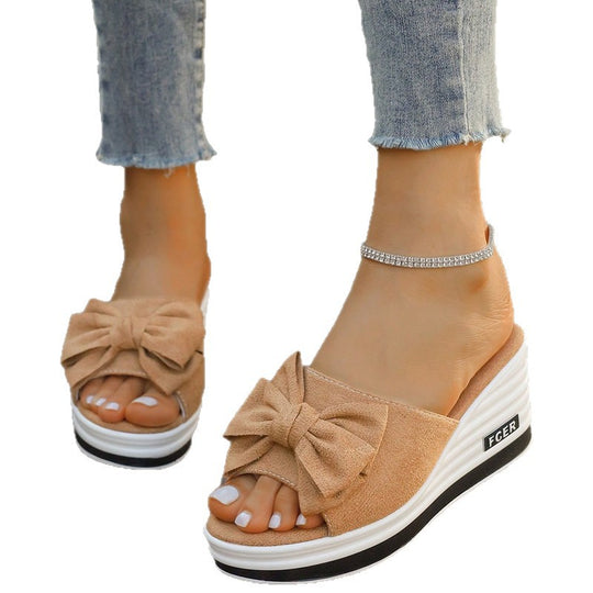 Damen Plateausandalen mit modischer Schleifenapplikation und komfortabler Sohle Heidi-Mode