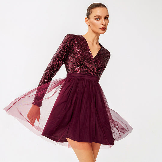 Damen Festliches Kleid mit Glitzer Heidi-Mode