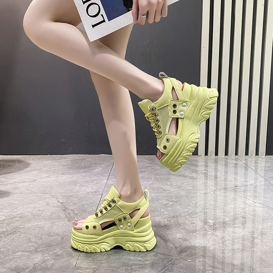 Damen Chunky Sneaker mit modischem Mesh-Obermaterial und robustem Plateau Heidi-Mode