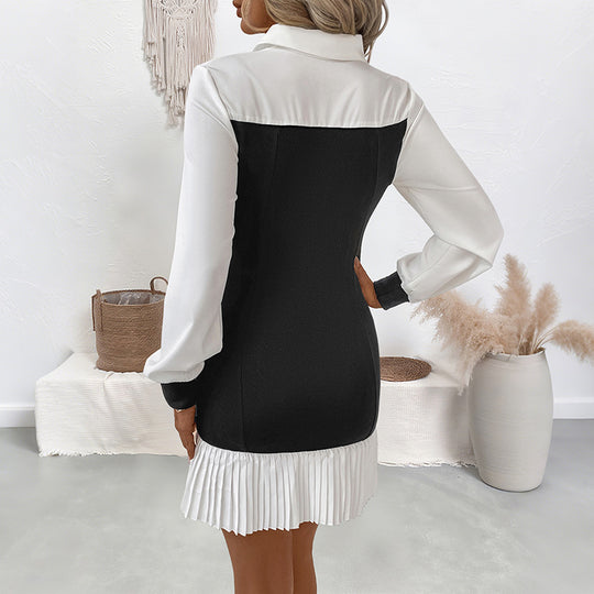 Damen Effektvolles Hemdkleid mit tailliertem Schnitt und plissiertem Saum Heidi-Mode