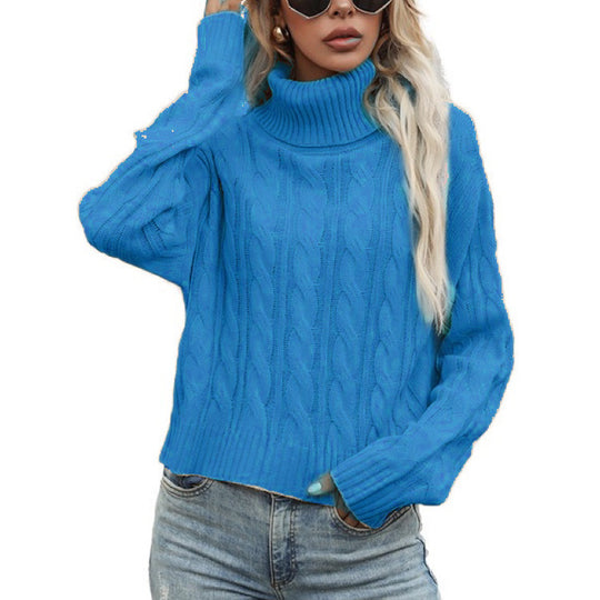 Damen Rollkragenpullover mit strukturiertem Zopfmuster und lässigem Schnitt Heidi-Mode