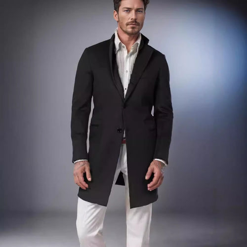 Herren eleganter Langmantel aus weichem Stoff Heidi-Mode