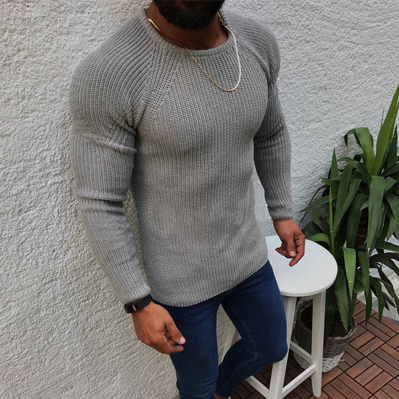 Herren Strickpullover mit strukturierter Oberfläche und Raglanärmeln Heidi-Mode