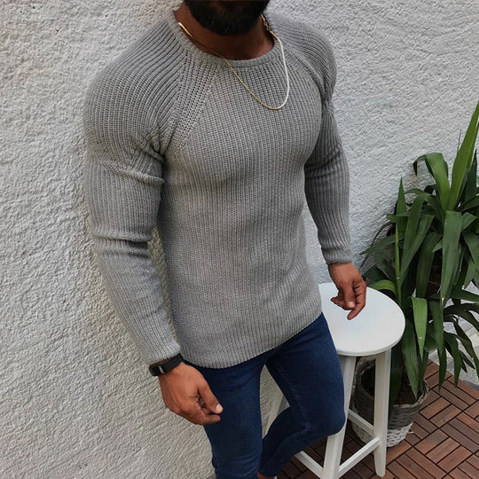 Herren Strickpullover mit strukturierter Oberfläche und Raglanärmeln Heidi-Mode