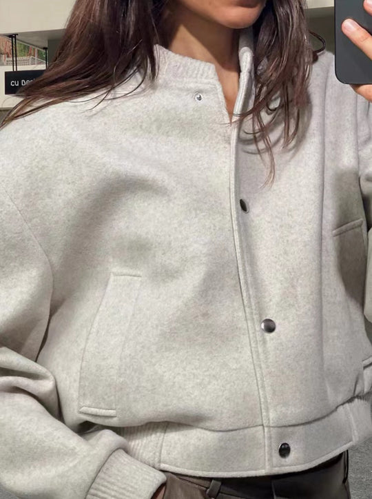 Damen Sportliche Oversize-Jacke mit Reißverschluss und voluminösen Ärmeln Heidi-Mode