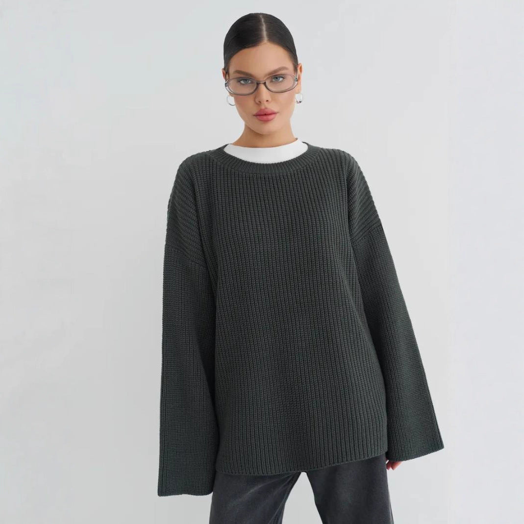 Damen Oversized Strickpullover mit strukturiertem Design und lässigem Schnitt Heidi-Mode