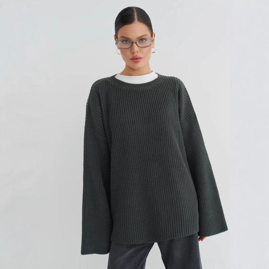 Damen Oversized Strickpullover mit strukturiertem Design und lässigem Schnitt Heidi-Mode