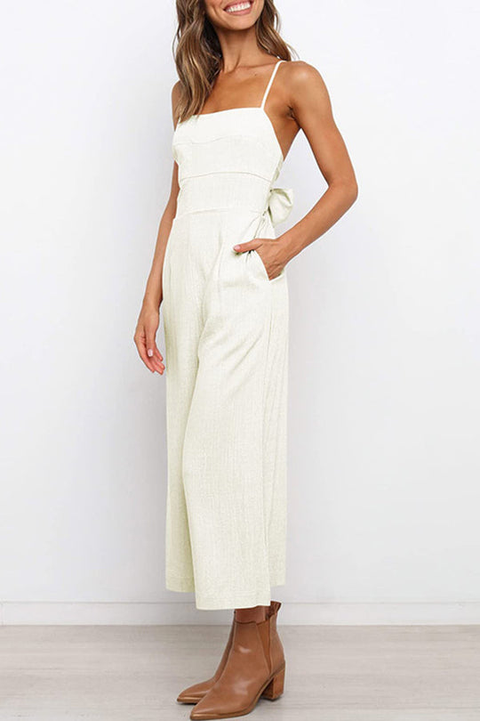 Heidi-Mode | Solide Tie Rückfreie Kurze Jumpsuits