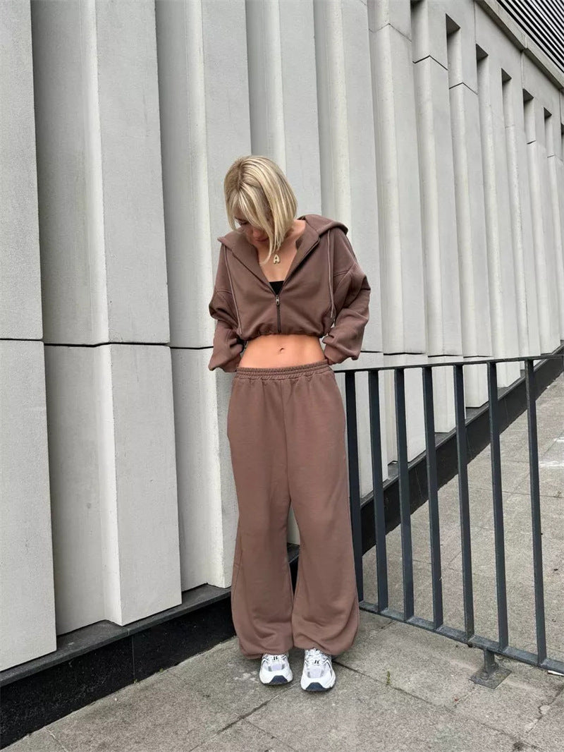 Damen Sportliches Loungewear-Set mit oversized Kapuzenjacke und bequemen Hosen Heidi-Mode