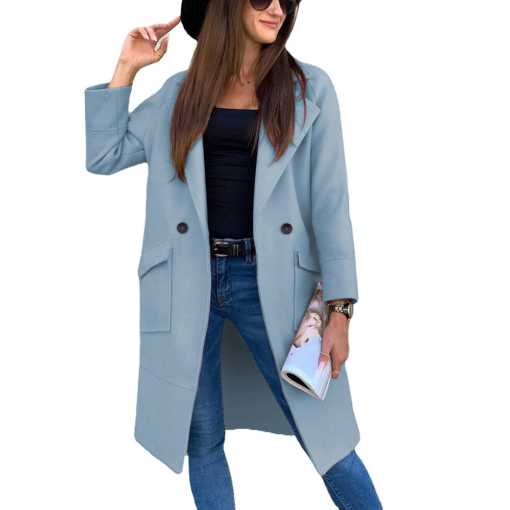 Damen lässiger Oversized-Mantel mit modernen Taschen und elegantem Revers Heidi-Mode