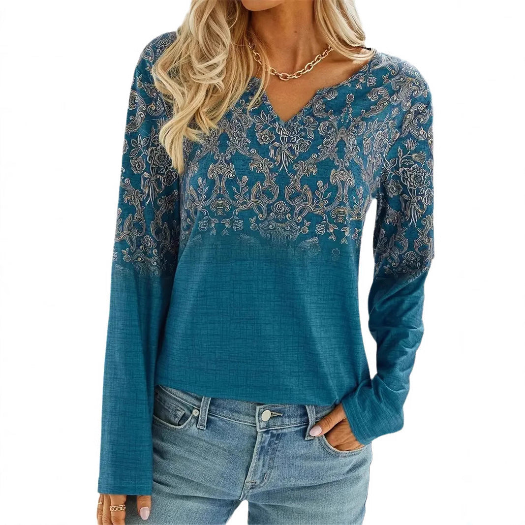 Damen Langarmbluse mit floralem Design und eleganter Stickerei Heidi-Mode