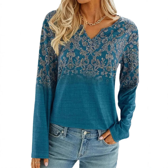Damen Langarmbluse mit floralem Design und eleganter Stickerei Heidi-Mode