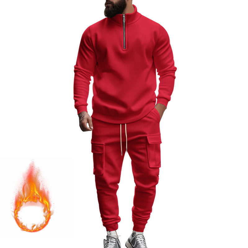Herren sportlicher Sweatanzug mit höherem Kragen und praktischen Taschen Heidi-Mode