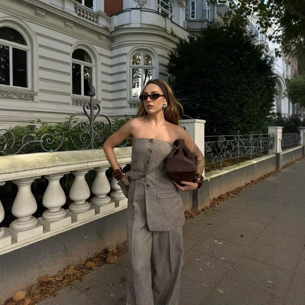 Damen Hosen mit weitem Bein und hoher Taille Heidi-Mode