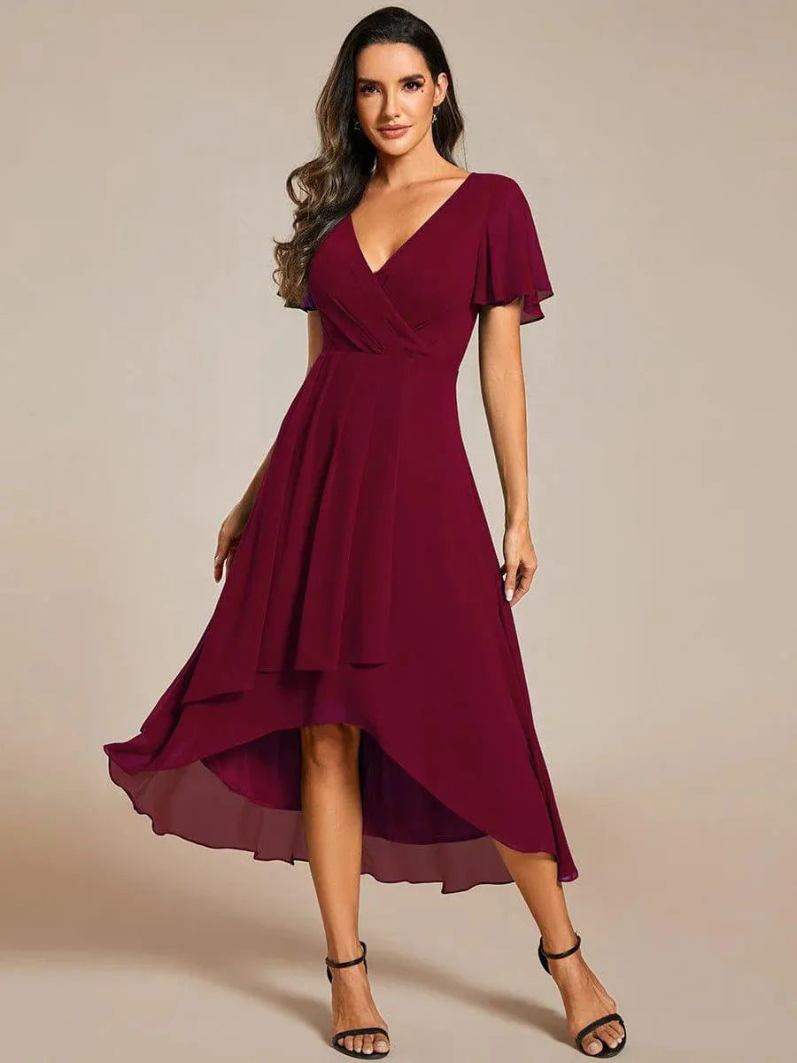 Damen Elegantes Wickelkleid mit asymmetrischem Saum Heidi-Mode