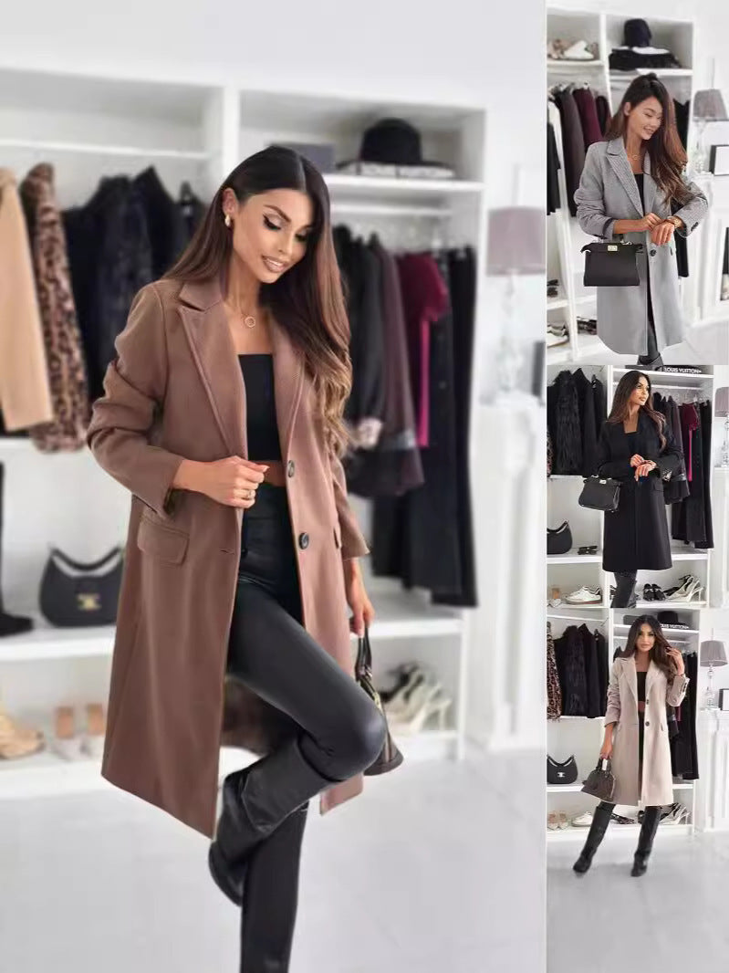 Damen Lange und elegante Winterjacke mit schmalem Schnitt Heidi-Mode