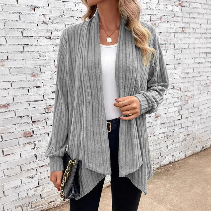 Damen angesagte Strickjacke mit strukturiertem Design und offenem Schnitt Heidi-Mode