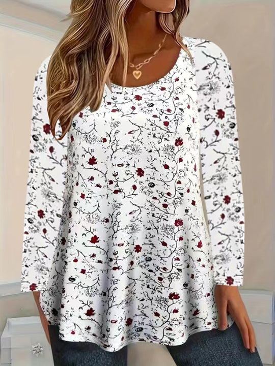 Damen Blusenshirt mit floralen Akzenten und lockerer Passform Heidi-Mode