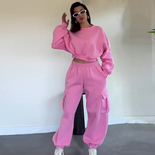 Damen lässiges Set mit Oversized Pullover und weiter Hose Heidi-Mode