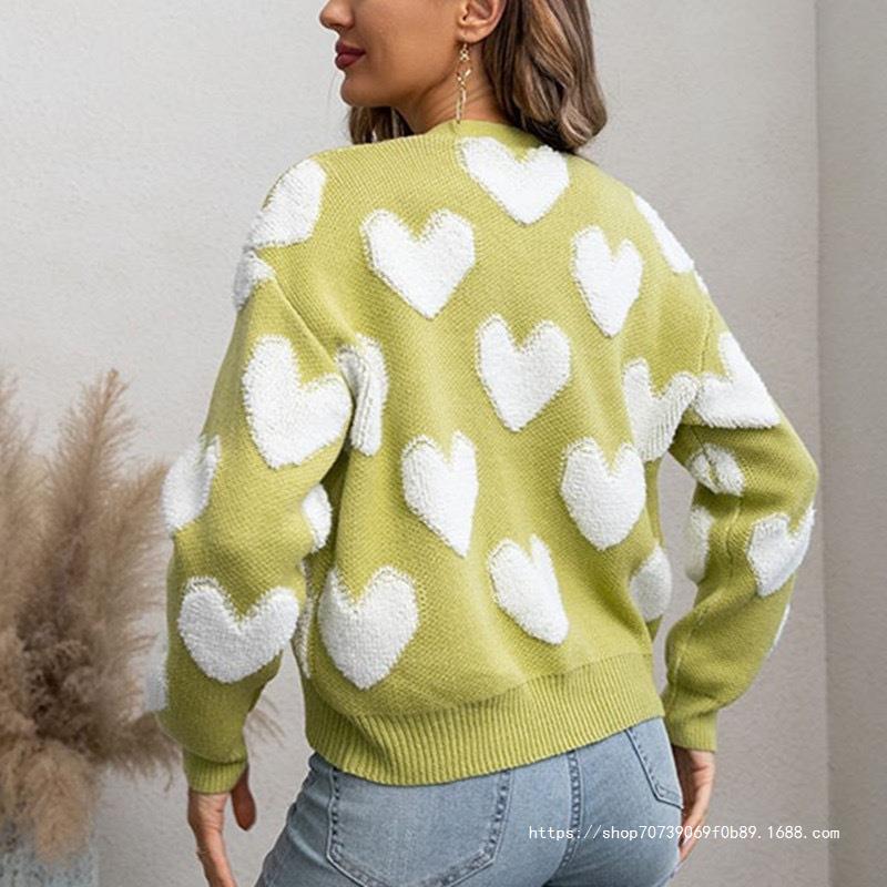 Damen kuschelige Strickjacke mit Herzmuster Heidi-Mode
