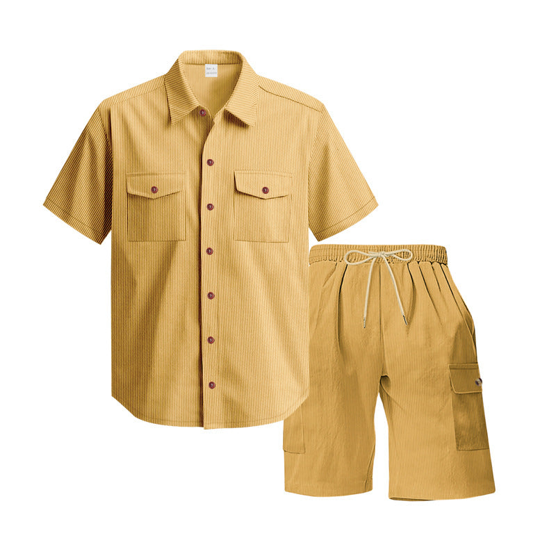 Herren komfortables Freizeitoutfit mit Kurzarmhemd und lockeren Shorts Heidi-Mode
