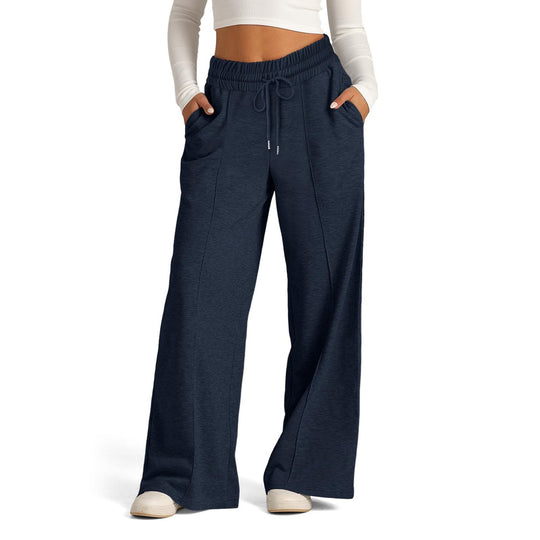 Damen weite Freizeithose mit elastischem Bund und praktischen Taschen Heidi-Mode