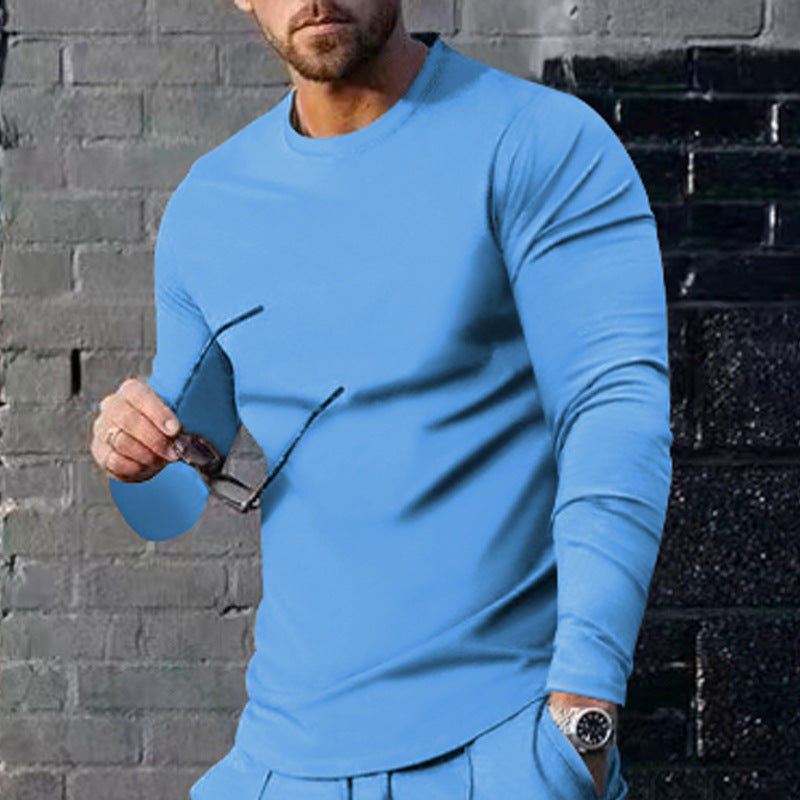 Herren hochwertiges Langarmshirt mit stylishem Rundhalsund und weicher Baumwollmischung Heidi-Mode