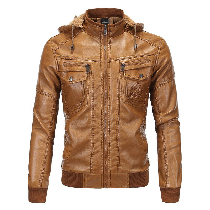 Herren Lederjacke mit abnehmbarem Innenfutter und praktischen Taschen Heidi-Mode