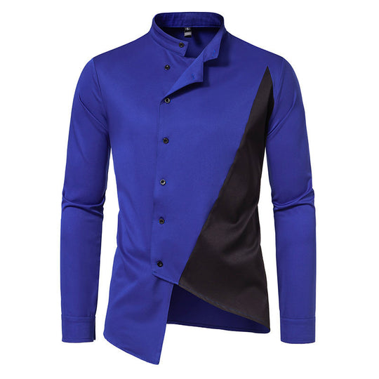Herren Modern Asymmetrisches Button-Up Hemd Heidi-Mode