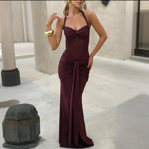 Damen Elegantes Maxikleid mit raffinierten Drapierungen Heidi-Mode