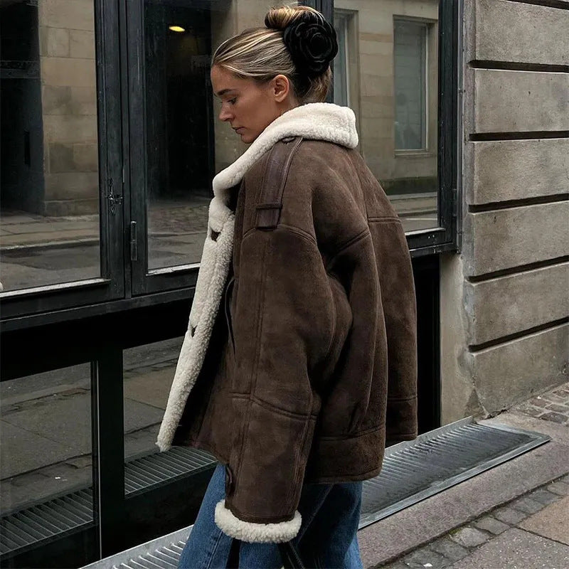 Damen Warme Lammfelljacke mit bequemem Schnitt Heidi-Mode