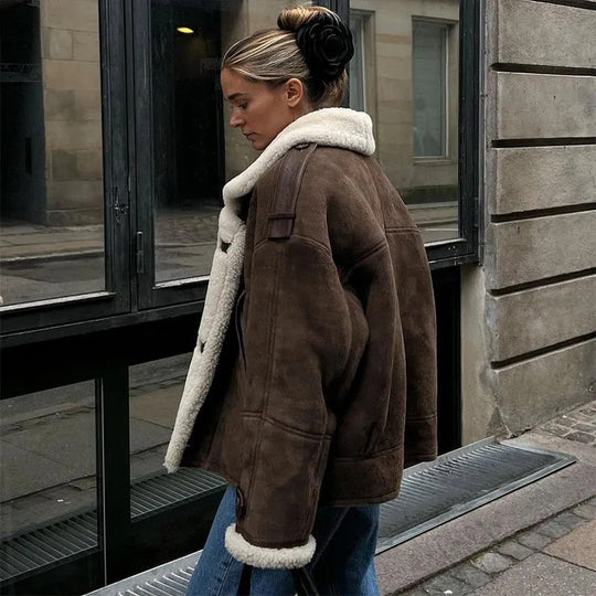 Damen Warme Lammfelljacke mit bequemem Schnitt Heidi-Mode