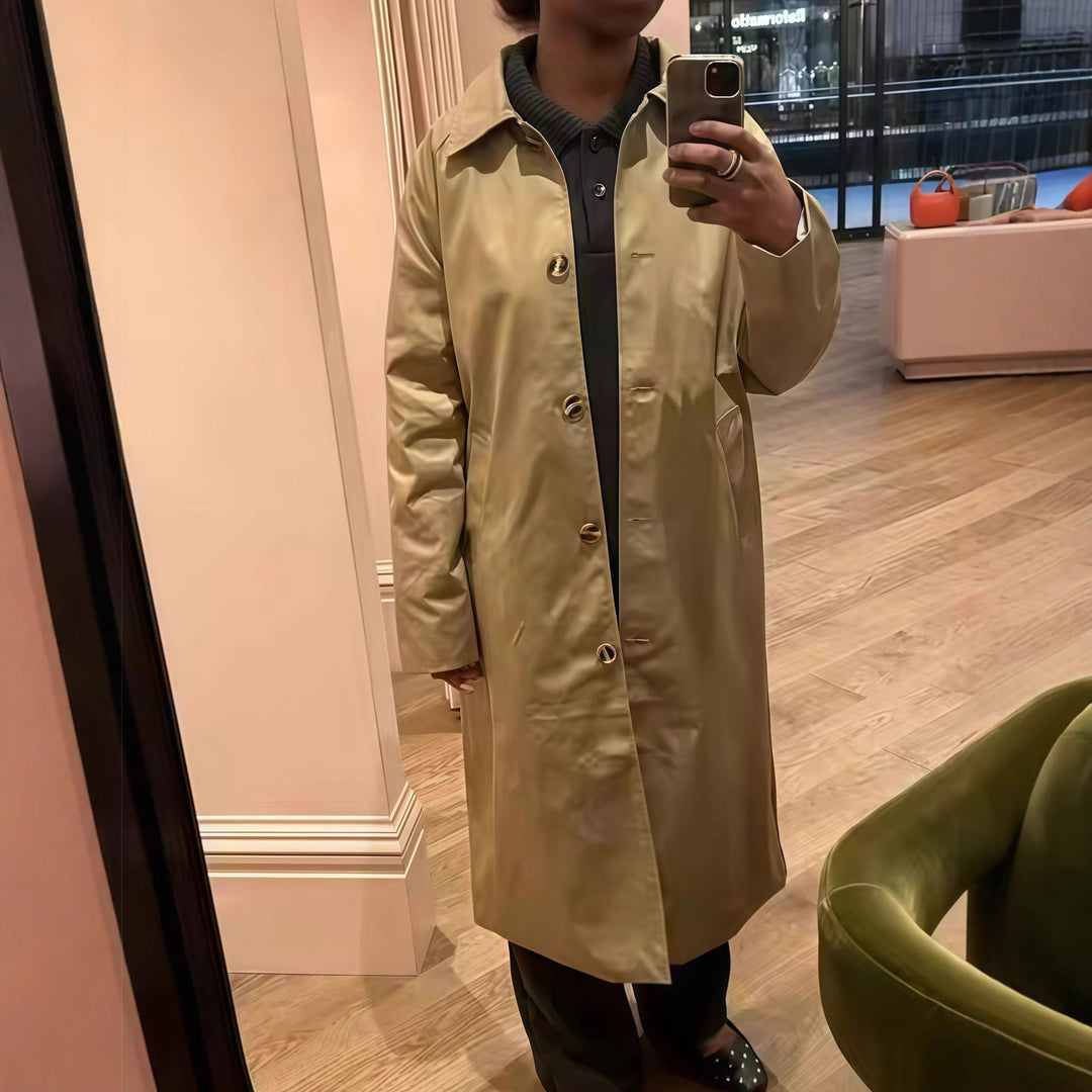 Damen Elegante Trenchcoat mit karierter Innenausstattung und weitgehendem Schnitt Heidi-Mode