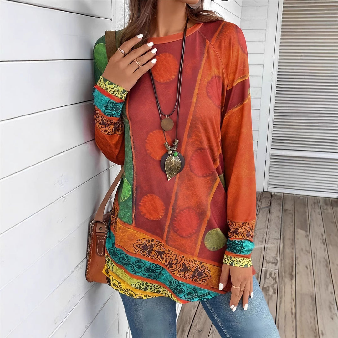 Damen Kunstvoll gestaltetes Langarmshirt Heidi-Mode