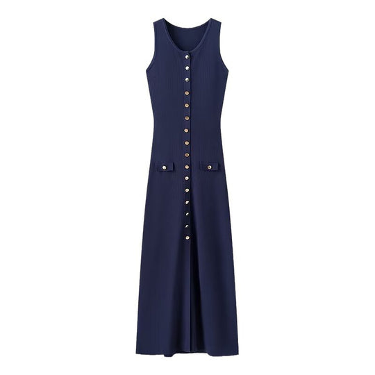 Damen Langes Wickelkleid mit Knopfdetails und praktischen Taschen Heidi-Mode