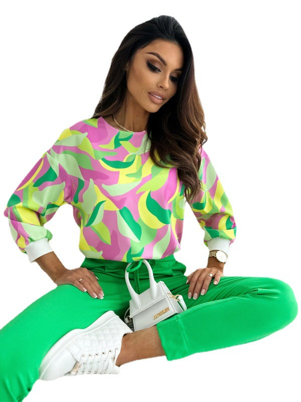 Damen Sweatshirt mit buntem Blumenmuster und lässigem Schnitt Heidi-Mode