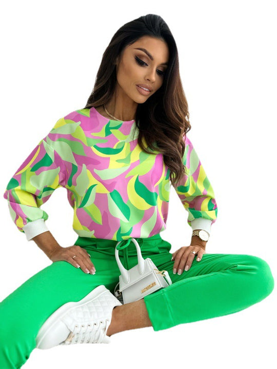 Damen Sweatshirt mit buntem Blumenmuster und lässigem Schnitt Heidi-Mode