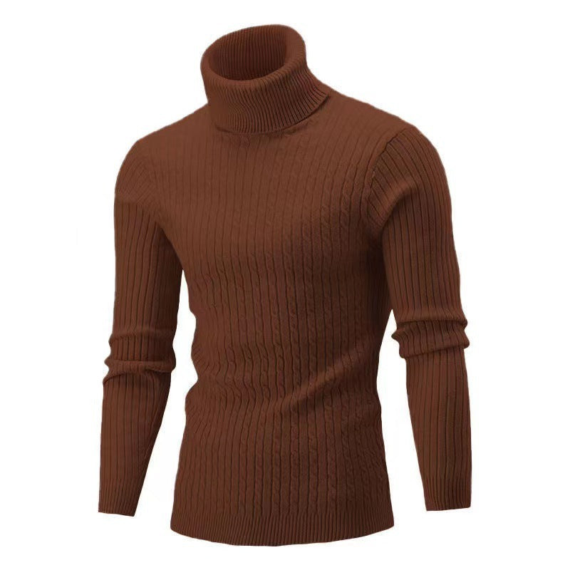 Herren Strickpullover mit modernem Rippmuster und hohem Kragen Heidi-Mode