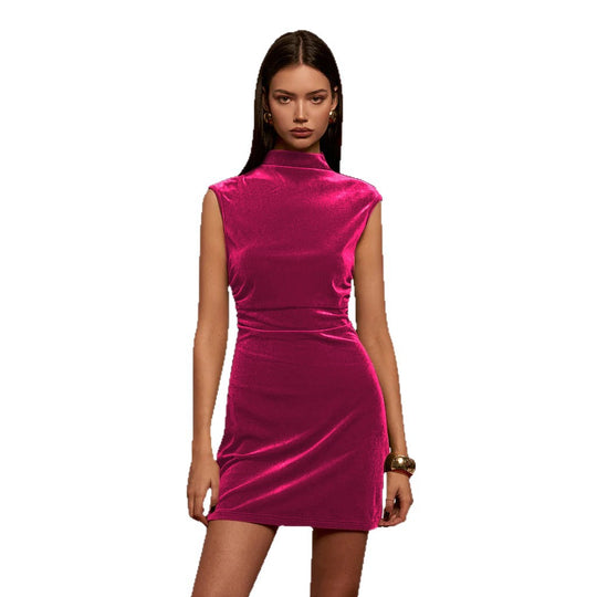 Damen Elegantes Minikleid mit hohem Kragen und figurbetontem Schnitt Heidi-Mode